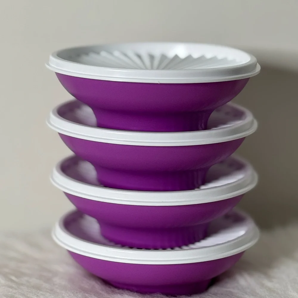 Tupperware Purple and White Stackable Bowls - Picture 1 of 1